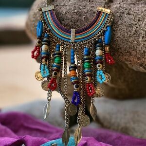 Very unique multi media necklace.